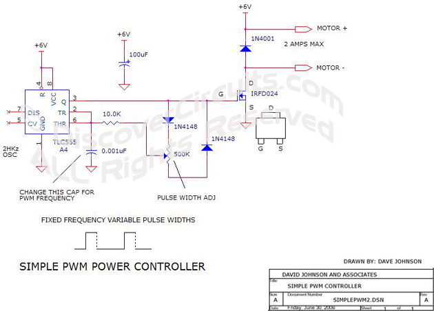 Circuit Simplr PWM Controller Circuit designed by Dave Johnson, P.E. (June 30, 2006)